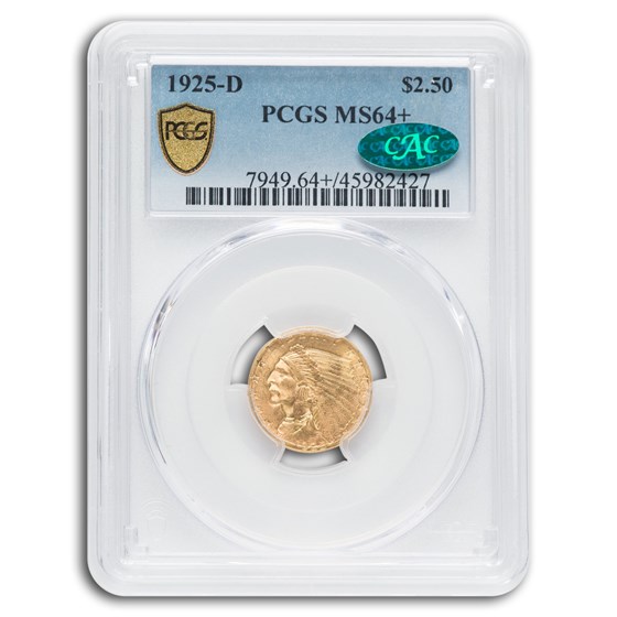 1925-D $2.50 Indian Gold Quarter Eagle MS-64+ PCGS CAC 1925-D $2.50 Indian Gold Quarter Eagle MS-64+ PCGS CAC
